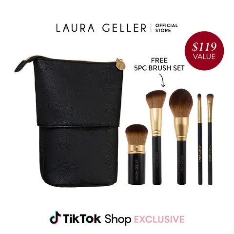 Laura Geller Standing Brush Bag + FREE 5PC Brush Set