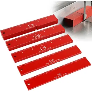 333’S Gauge Bars for Bandsaw Fence Alignment, Table Saw Fence & Bit, Stackable Tool with Tooth, 1/8" to 1/2"