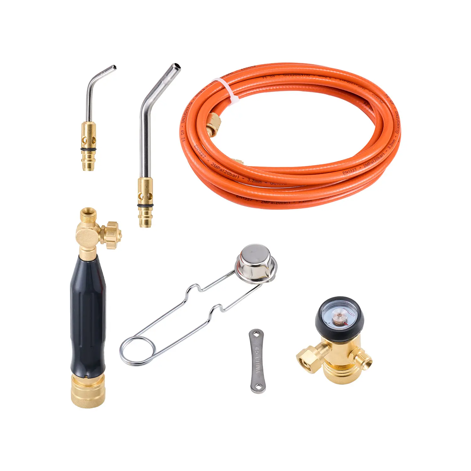 【summerfinds】VEVOR Air Acetylene Torch Kit, Acetylene Gas Welding Tool with 149'' Hose, 2 Welding Tips, CGA200 Regulator & Torch Handle, Gas Brazing Welder for Home DIY Industrial Sites (without Gas Cylinder)