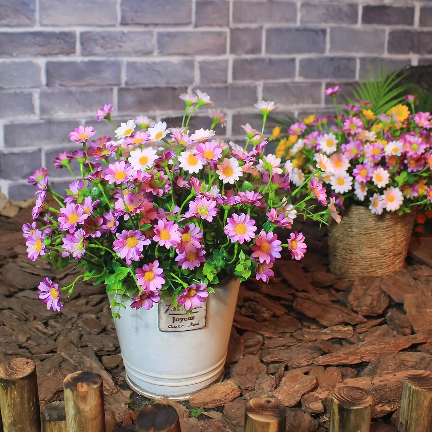 12 Bouquets Artificial Daisies, UV Resistant Plastic Faux Flowers, Decorative Fake Flowers for Indoor and Outdoor Use, Fake Floral Decor for Window Box, Garden Pots #GLOBAL PICKS