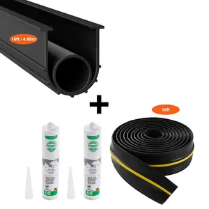 VEVOR Garage Door Threshold and Bottom Seals Kit, Summervibes,Summervibes, 16 FT U Shape+O Ring Universal Garage Door Bottom Seal Weatherstrip PVC, Combine with Weatherproof Garage Threshold Seal Strip with Adhesive, Black
