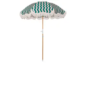business & pleasure co. Holiday Umbrella in Ocean Green And Pink Stripe
