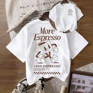 Vintage More Espresso Coffee Club Graphic Short Sleeve Round Neck Casual T-Shirt For Women Unisex