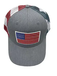 Snapback Patriotic Trucker Hat - USA Stars and Stripes Mesh with American Flag Patch