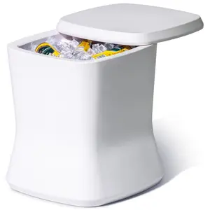 Coast Modern Outdoor Side Table Cooler - 2 in 1 Patio Decor Storage Table & Ice Chest