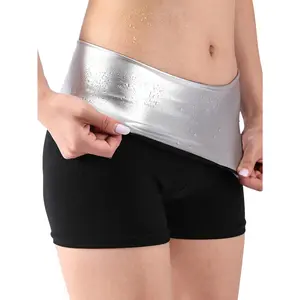 1pc Women'S Sauna Shorts |     High Stretch, Sweat-Absorbent Waist Sports Pants, Suitable for Yoga, Running, Fitness