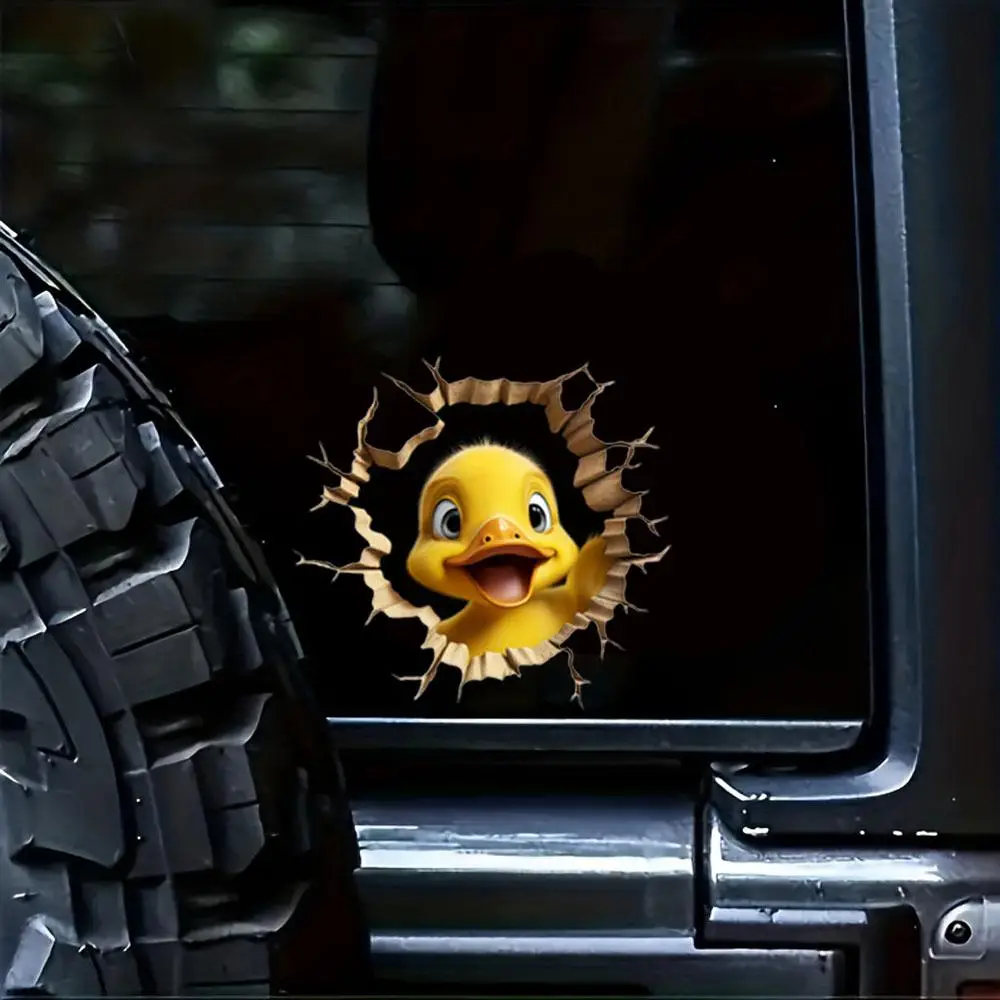 Cute Cartoon Duck Car Decorative Sticker, Cartoon Animal Car Body Sticker, Creative Mirror Sticker, Car Decoration Accessories