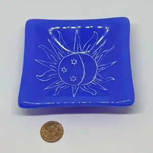 Hand Painted Sun/Moon Fused Glass Dish - Perfect Plate for Your Home Decor - Plates