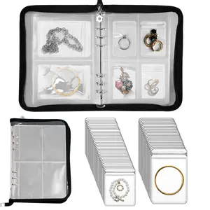 Travel Jewelry Organizer Transparent Jewelry Storage Book Set with Anti-oxidation Pocket Traveling Necklace Earring Organizer for Ring,Bracelets,Postcard (120 Grids +75 Thicken PVC Zipper Bags),Hand Tools Kits