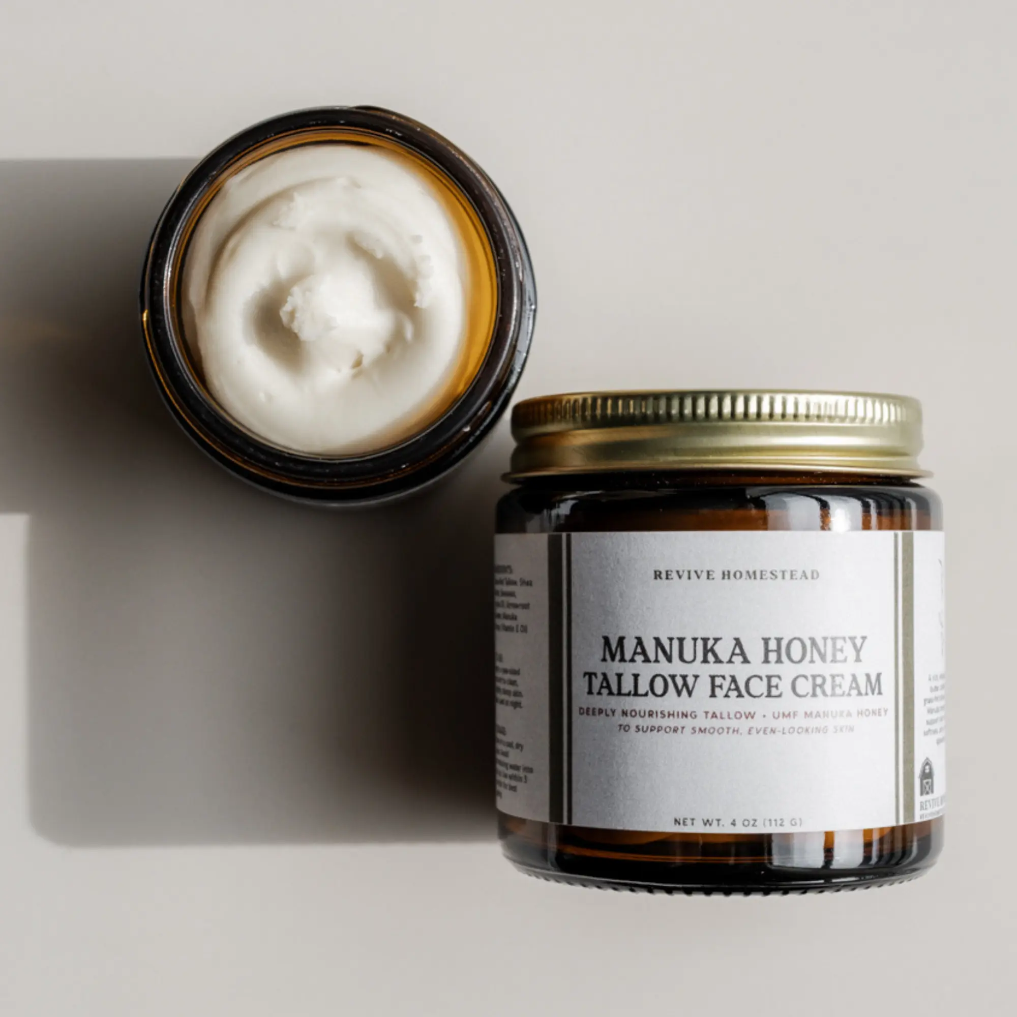Manuka Honey + Tallow Face Cream | Grass-Fed Tallow Moisturizer for Dry, Sensitive & Uneven Skin