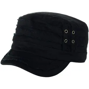 Unisex Cotton Distressed Layered Frayed Cadet Military Cap