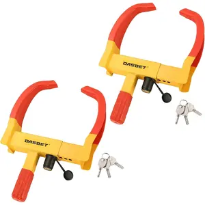 2 Pack Trailer Wheel Lock Heavy Duty Anti Theft Wheel Clamp Lock with 3 Keys Adjustable Security Tire Lock Fits 7-11" Width Tyres, Great Deterrent for Trailers Car SUV Boats ATVs