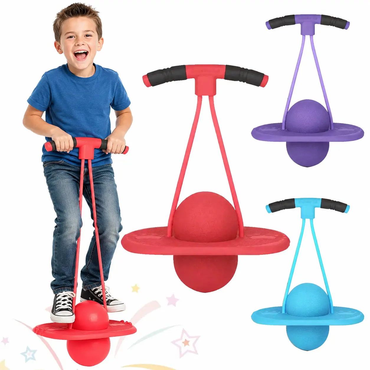 Balance Jumping Ball,Bounce Blaster,Pogo Ball with Handle and Balls Pump for Adults,Indoor & Outdoor Fun,Perfect for Balance,Coordination,And Fitness