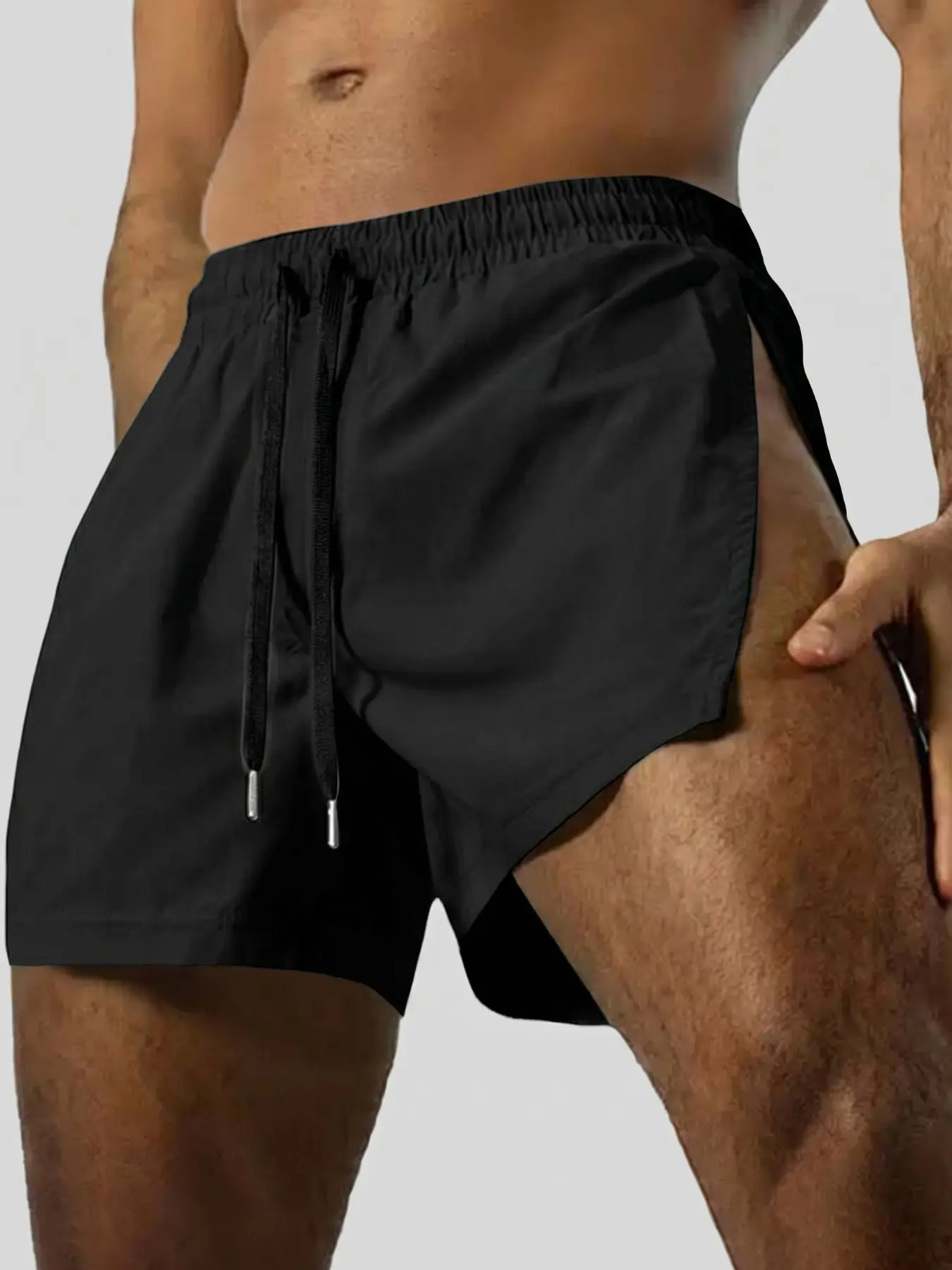 INCERUN Men's Fashion Casual Deconstructed Solid Color Plain Polyester Drawstring Waist Shorts, Perfect for Summer Daily Wear, Comfortable and Stylishsummer Shorts