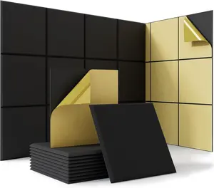 Acoustic Panels 18 Pack Self Adhesive Sound Absorbing Wall Panels 12X12X0.4 Inch Square for Home Office Studio Sound Barrier Black
