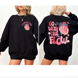 Go With The Flow CVICU Cardiology Sweatshirt, Valentines Cardiac Heart Tee, Anatomical Heart Shirt, Cardiac ICU Nurse Gifts, Cardiology Nurse T-Shirt