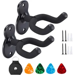 Guitar Wall Mount,Ukulele Hanger Hook Holder Stand Guitar Hangers Hooks for Acoustic Electric Bass Guitars and Ukulele (2 Set) guitar wall hanger