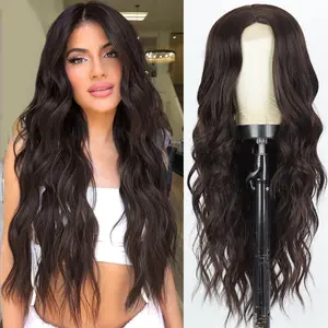 DealsForYouDays AISI HAIR 26inch Long Grey Wavy Middle Part Wig for Women Synthetic Curly Wigs Natural Wavy Heat Resistant Wig for Daily Party Use Glueless Wigs Glueless Ready To Wear Wig
