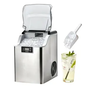 Summervibes VEVOR Countertop Ice Maker, 44 lbs per Day, Self-Cleaning Portable Machine with Scoop, 4 lbs Ice-Storage Basket, Nugget Ice-Making Machine with Chewable Ices for Home, Kitchen, Office, Bar Party