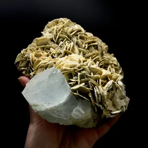 4.7lb XL Raw Aquamarine Crystal Cluster Pink Fluorite Muscovite Matrix, Pakistan