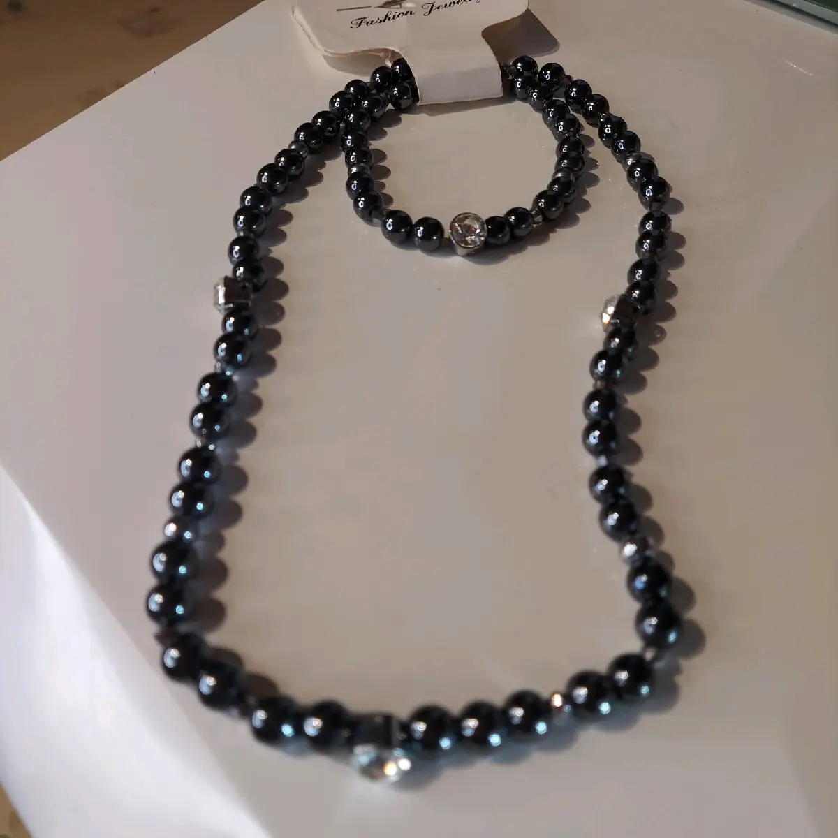 Black hematite Necklace with matching Bracelet