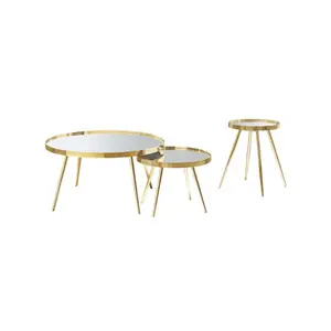 Kaelyn 3-piece Round Coffee and End Table Set Gold