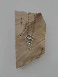 Sterling Silver Arrowhead with Horse Necklace - Native Handmade - Emerson Kinsel