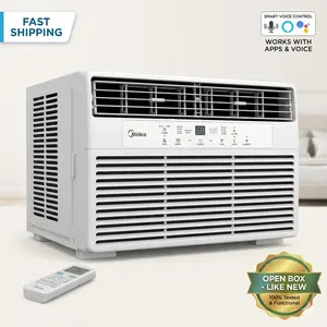 Midea 8000 BTU Smart Window Air Conditioner with ComfortSense Remote, 3-in-1 AC Unit for Living Room Bedroom Up to 350 Sq Ft, Energy Saving Home Cooling System, App Voice Control- Condition: Like New
