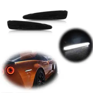 2PCS Smoked Lens White LED Rear Side Marker Lights For Chevrolet Corvette C6 2005 2006 2007 2008 2009 2010 2011 2012 2013 Replace OEM 10440721, 10440722, GM2551196, 10316651