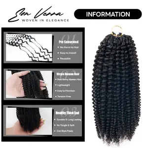 New 2026 Kinky Curl Feather CrochetHuman Hair Bundles, Lightweight Pre-Separated SuperInvisibly Knot and Durable Reusable natuer Color 100%Human Hair 16-20inches Optional