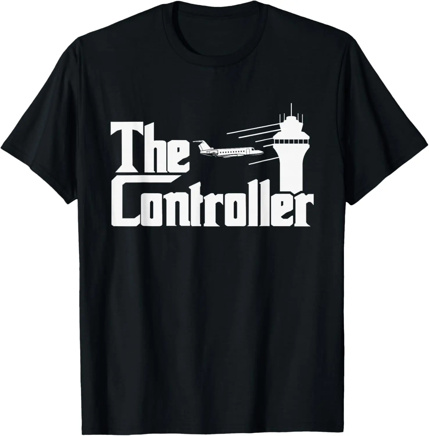 Men's 100% Natural Cotton Short-Sleeve Round Neck T-Shirt - Air Traffic Control Aircraft ATC Airfield Print, Casual Clothing, Regular Fit, Soft for Sensitive Skin, Moisture-Absorbent, Ideal for Daily Wear, Streetwear Menswear Top