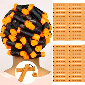 [30pcs No-Heat Hair Curler Set] with Non-Slip Rubber Bands - Durable Plastic, Ideal for All Hair Types, Perfect for Home or Salon Use Reusable Curl Sticks for Women