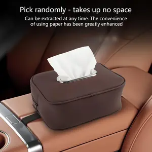 1-Piece Adjustable Leather Car Tissue Box Holder, No-Drill Easy Install, Large-Capacity Organizer for Visor & Seatback, Luxury Men's Car Accessories, Ideal Valentine & New Year Gift, Personal Care Camping Essential