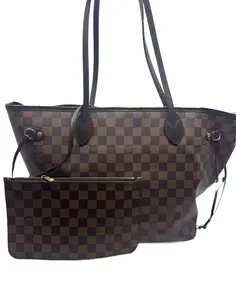Pre-owned Louis Vuitton Coated Canvas Tote Bags Damier Ebene Neverfull MM W/ Pouch Tote (SF5114)