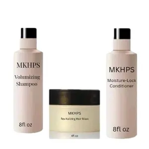 MKHPS Volumizing Shampoo-Professional Hair Care 8fl oz Moisture-Lock Conditioner Salon-Grade-8fl oz Revitalizing Hair Mask 4fl oz Hair Growth Solution