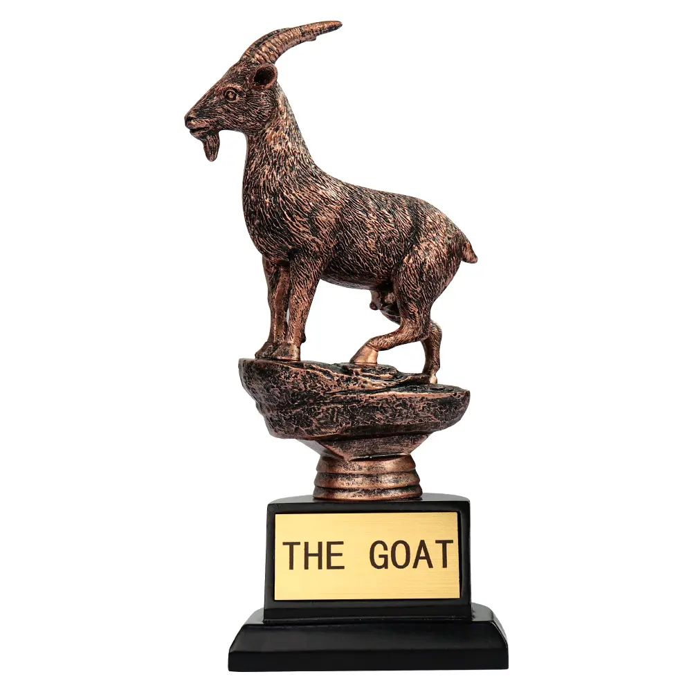 THE GOAT Bronze Goat Trophy Statue Resin Desktop Animal Decor Ornament for Home Decor