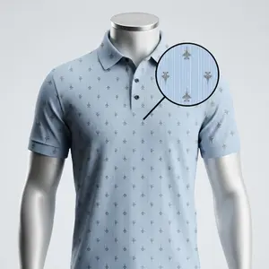 [ Ship From US] Falcon Fighter Jet Polo Shirt for Men, Light Blue Aviation Print Performance Golf Polo, Moisture Wicking Short Sleeve Shirt