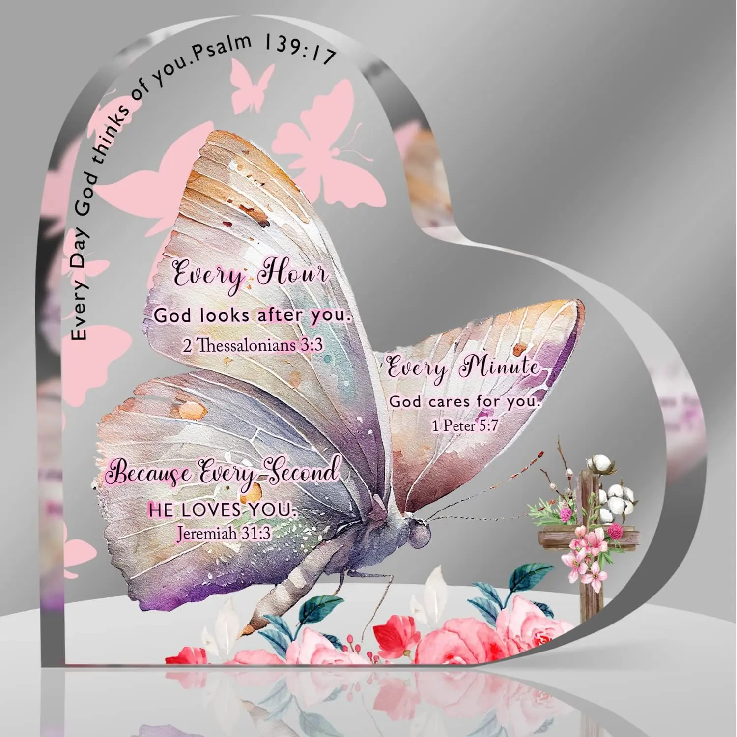 Acrylic Desktop Decoration with Bible Verse, Inspirational Prayer Love Gift, Birthday Present for Women, Friend Desk Decor, Acrylic Plaque Decor