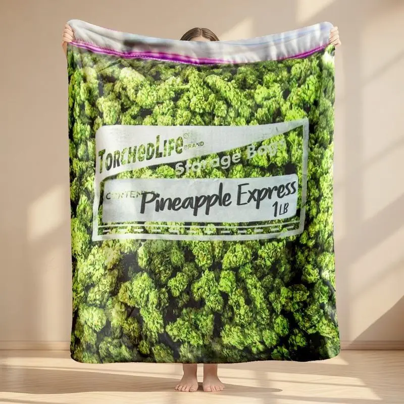 Dank Weed Pineapple Express Printed Flannel Blanket - Warm, Soft, Comfortable, Machine Washable, Ideal Gift for All Seasons, Machine Wash