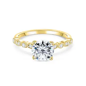 The Sofia - Gold | Modern Gents 1.5 Carat Round Cut Vintage Engagement Ring | 925 Sterling Silver with 18k Gold Plating Travel Ring