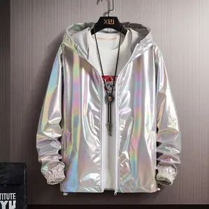 European and American style summer colorful reflective sun protection clothing men's ice silk ultra-thin couple colorful thin jacket trendy gradient coat