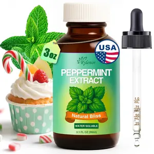 Rylenor 3 oz Peppermint Extract, Pure Mint Extract for Ice Cream, Baking, Drinks, Candy - Water-Soluble - Peppermint Flavoring Food Grade - Kosher, Keto Friendly, Sugar Free, Includes Measured Dropper