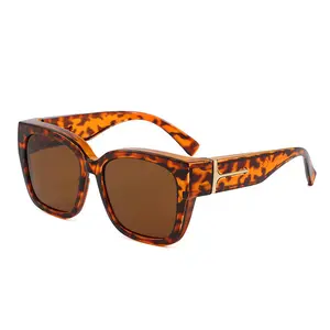 Leopard Print Fit Over Sunglasses Black Lens, Oversized UV400 Driving & Outdoor Shades for Women Men, Wear Over Glasses, Stylish Anti Glare Sun Glasses