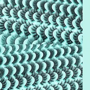 48 Pairs Of 29mm30mm35mm Mixed Pack Fashionable And Attractive Female Natural False Eyelashes Blue Tray Multi-Layer Thick Long Curly Black Stem Black False Eyelashes Suitable For Daily Parties And Dances Reusable As Gifts Eyelashes Extensions Cosmetic