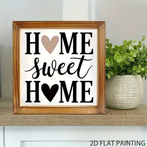 Home Sweet Home" Wooden Frame Sign - 8x8 Inch Vintage-Inspired Decorative Wall Art with Heart Accents, Perfect for Bathroom, Hot Tub, or Home Office, Ideal Gift for Family, Bathroom Wall Decor | Vintage Home Decor | Wooden Frame Sign, Bathroom Decor And A