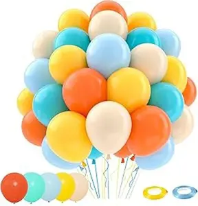 Pastel Balloons, 50PCS Yellow Orange Blue Nude Balloons for Rainbow Birthday Decorations