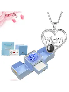 Mom Projection Necklace, 100 Languages I Love You Gift Box, Romantic Mother's Day Present, Women's Jewelry, Gift for Girlfriend, Mom, Wife