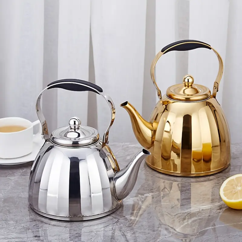 Stainless steel teapot, Tea Kettle, high-capacity with detachable filter design, ideal for coffee, featuring a Middle Eastern style design, perfect for home, restaurants, and outdoor settings, and is dishwasher safe, Tea Making Tools