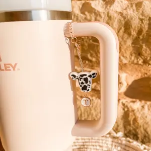 Cow Charm for Tumbler - Silicone Charm with Rose Gold/Gold Accents, Cute Design for Personalized Drinkware