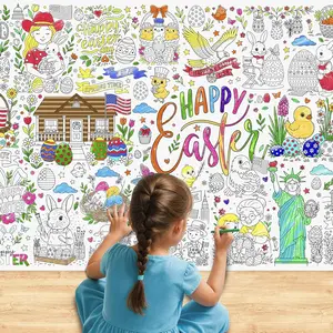 Easter Giant Coloring Poster 75x30 in - Large Coloring Table Cloth for Kids - Jumbo Paper Tablecloth Poster Sheet - Fun Easter Activities for Kids & Adults!
